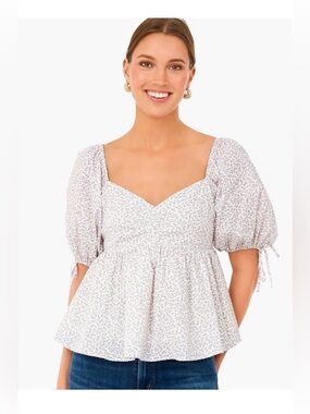 Tuckernuck Hyacinth House Floral
Society Peplum Blouse  Ballon sleeves Sz: XS